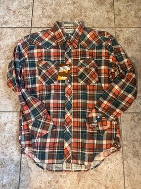Campus Men's Orange & Green Plaid Button-Down Shirt